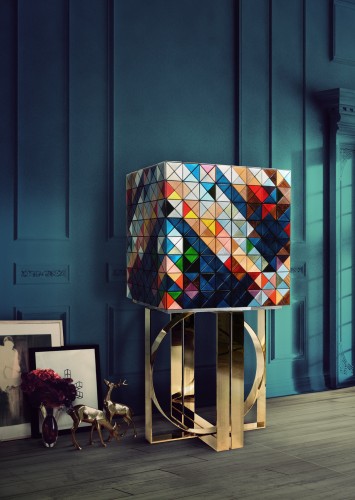Pixel is a cabinet united by design and craftsmanship. A cabinet with silver and gold leaf with 10 types of wood and mirrors. A design by Boca do Lobo.