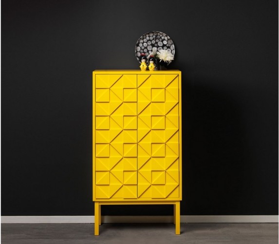 Modern interior cabinet design with yellow color shades. Perfect for a hurled home!