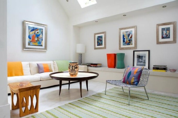 Ruston Mews Residence, London. Mid century modern Lounge Area by Martin Brudnizki Design Studio.