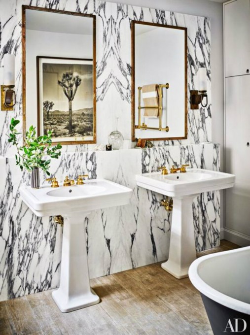 Top interior designers-Nate Berkus interior design marble feature wall new york